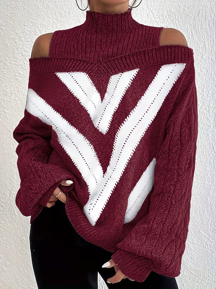 RAQUEL OFF-SHOULDER KNITTED SWEATER