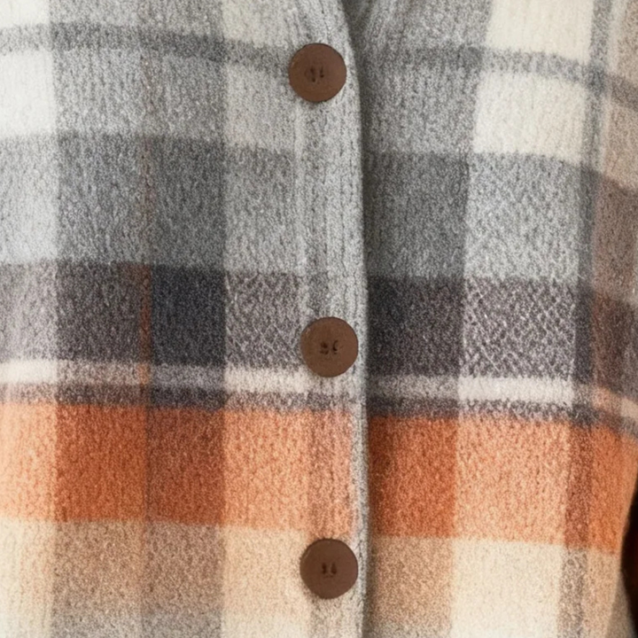 Elena - Checked Knitted Blouse in Soft Tones