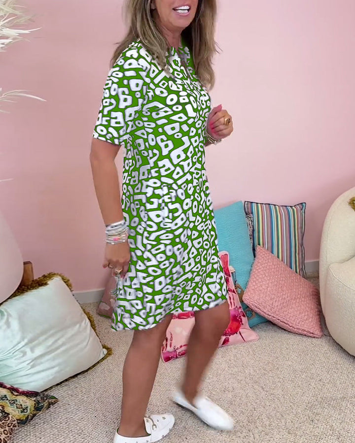 TRACY REFINED PRINTED V-NECK DRESS
