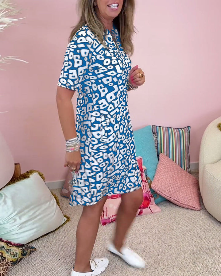 TRACY REFINED PRINTED V-NECK DRESS