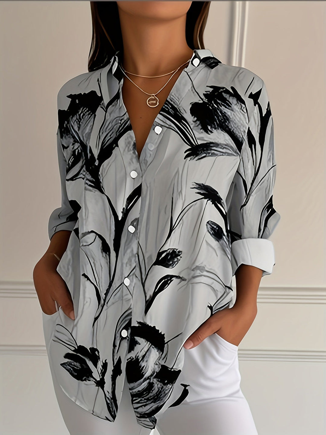 ULKA FLORAL PRINT LONG SLEEVE SHIRT
