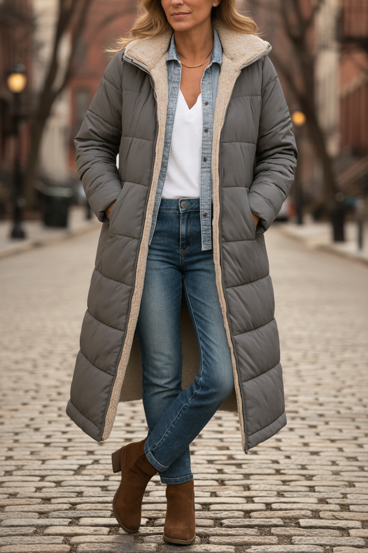 SELENE LONG HOODED QUILTED COAT