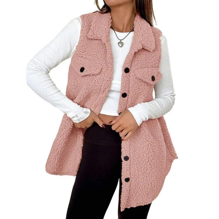 SOPHIE SHERPA BUTTON-DOWN VEST