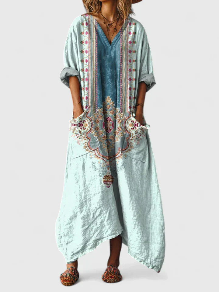 SOLENYA CASUAL LONG SLEEVE MAXI DRESS