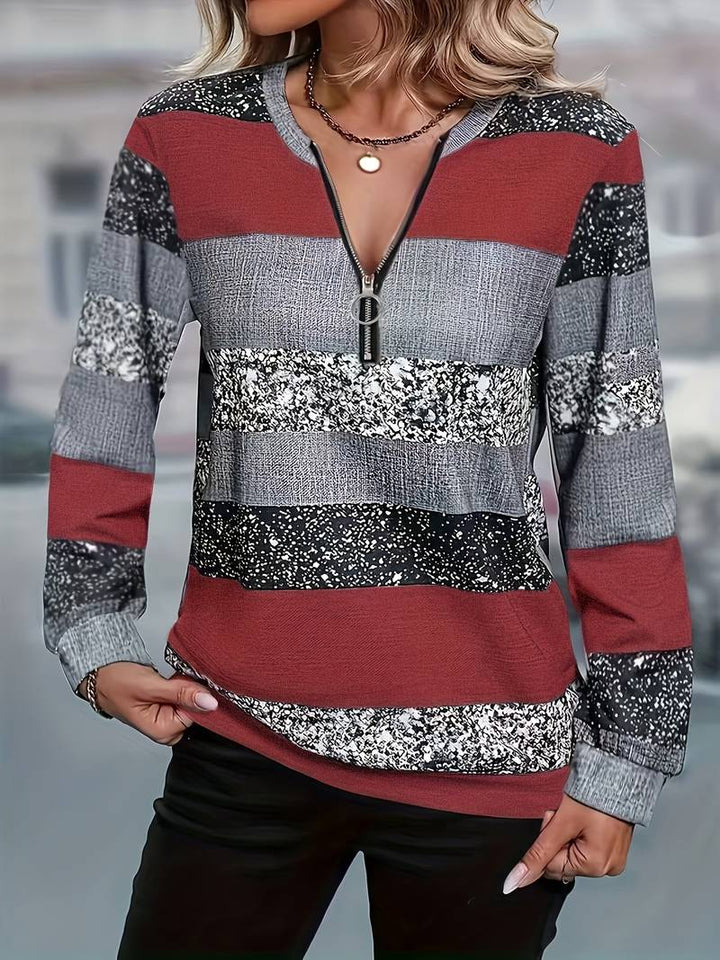 AVITAL CASUAL STRIPED ZIP SWEATSHIRT