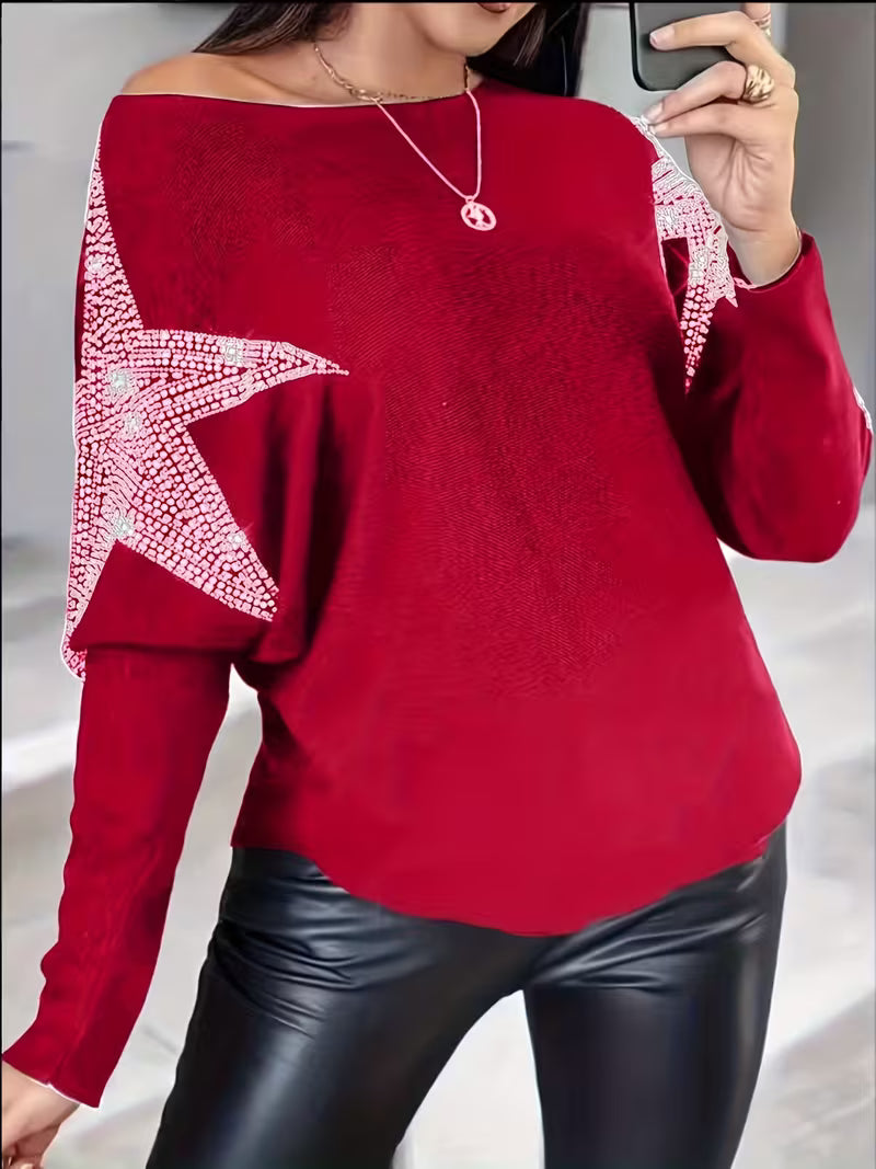 SERENA LONG-SLEEVE STAR PRINT BLOUSE