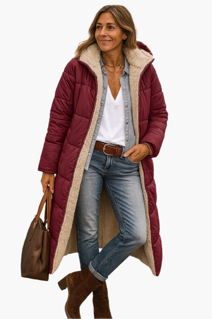 SELENE LONG HOODED QUILTED COAT