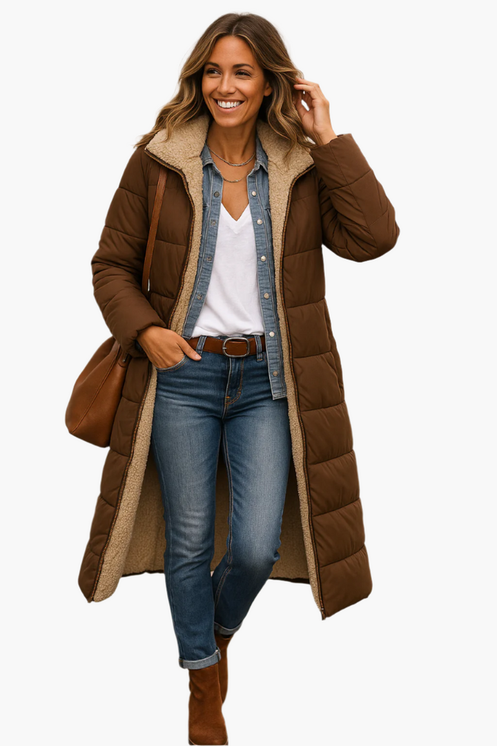 SELENE LONG HOODED QUILTED COAT