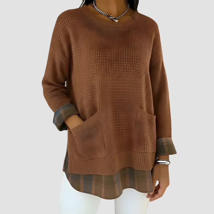 VIOLA PLAID KNIT PULLOVER SWEATER