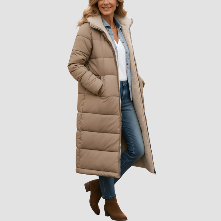 SELENE LONG HOODED QUILTED COAT