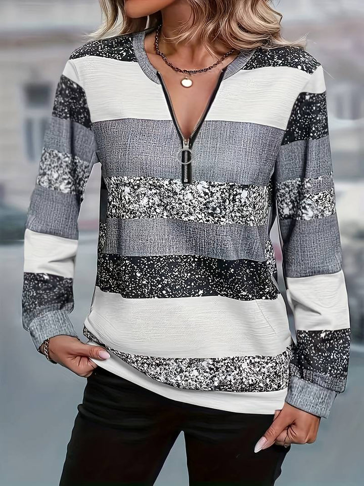 AVITAL CASUAL STRIPED ZIP SWEATSHIRT