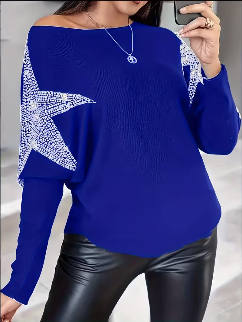 SERENA LONG-SLEEVE STAR PRINT BLOUSE