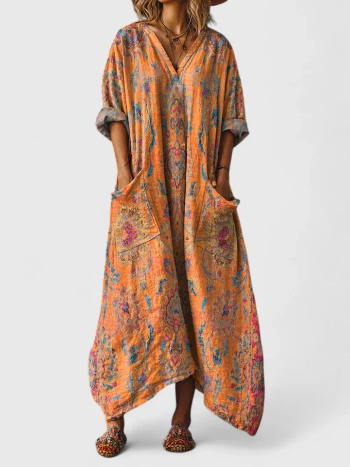 SOLENYA CASUAL LONG SLEEVE MAXI DRESS