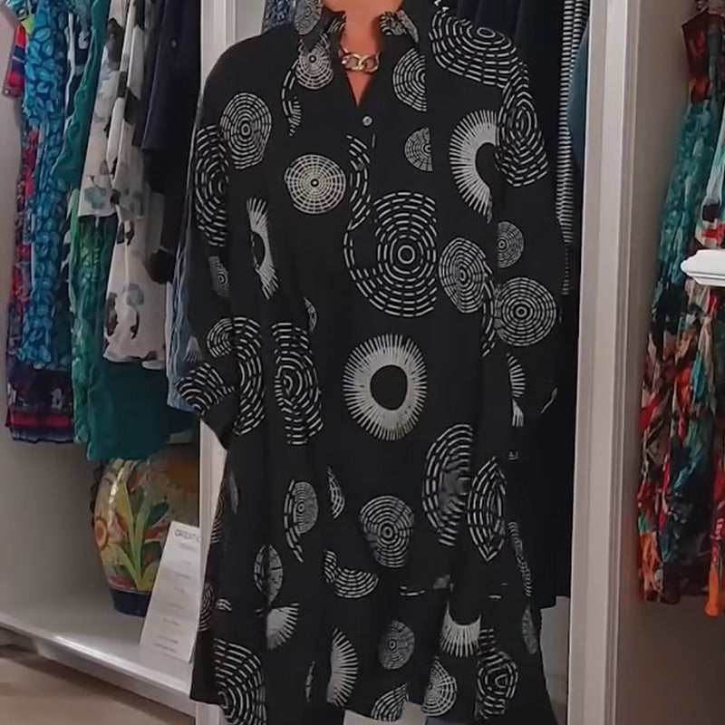 Uitverkoop🎉Elegante bedrukte jurk met lange mouwen