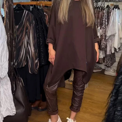 ALDONA ASYMMETRICAL TOP & SLEEK TROUSERS SET
