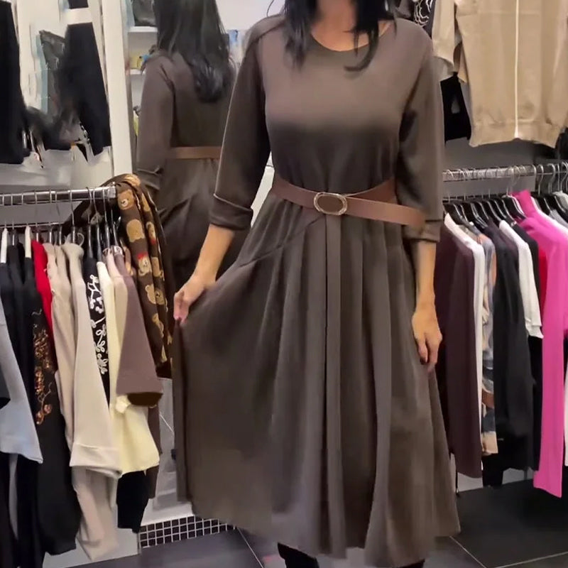MAREN CASUAL ROUND-NECK DRESS
