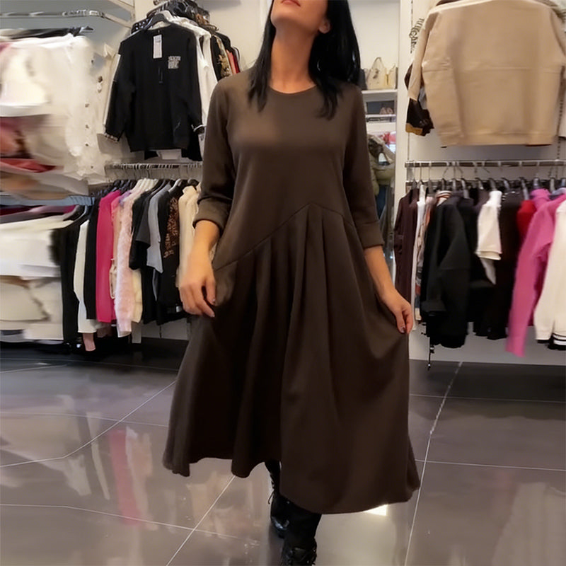 MAREN CASUAL ROUND-NECK DRESS