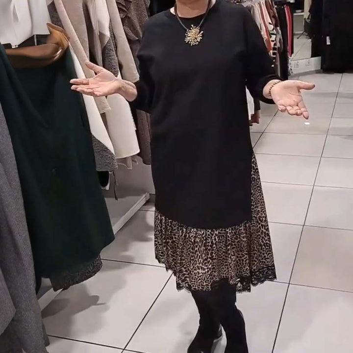NADIA LONG-SLEEVE RUFFLE HEM DRESS